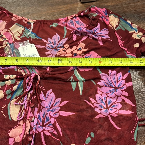 Free People NWT Floral Boho Paradise Top in a mesh fabric. Runs big like a L - Picture 5 of 7